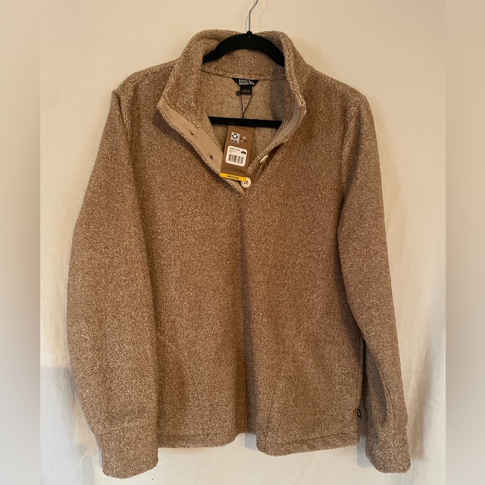 Eddie Bauer Women’s Medium Tan Pull Over, Button Up, Jacket, New With Ta…